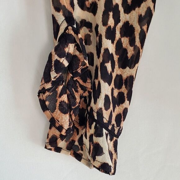 Ganni Mullin Georgette Animal Print Blouse - Size 36 - Picture 6 of 12